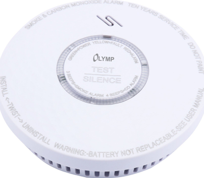 Alarm tymi dhe monoksid karboni Olympia RC 200, bateri 10 vite, i bardhë