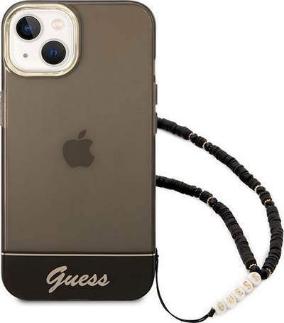 Mbrojtëse telefoni Guess GUHCP14SHGCOHK për iPhone 14, hardcase, me rrip dekorativ, e zezë