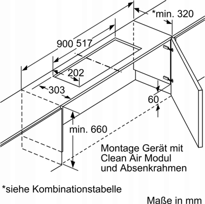 Komplet ricirkulimi ajri Bosch DWZ1IX1C6 CleanAir Plus, filtër anti-polene, për aspirator Bosch DFS097J50B dhe DFS067J50B, inox