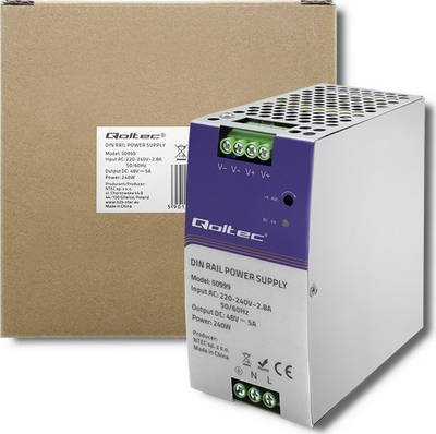 Furnizues industrial me energji Qoltec 50999, 48V, 240W, gri
