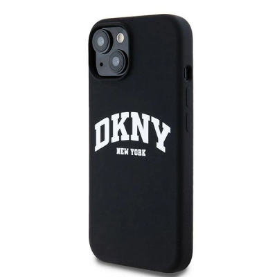 Këllëf telefoni DKNY Liquid Silicone Arch Logo MagSafe për iPhone 14, i zi