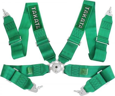 Rrip sigurie sportiv Takata Replica Racing, 4 pikësh, 3", jeshil