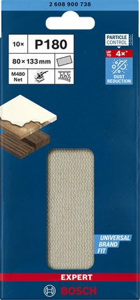 Fletë gërryese Bosch Expert M480, 80 x 133mm, granulim 180, set 10 copë