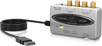 Kartë zanore USB Behringer UCA202, 2 kanale, 16 bit 48 kHz, argjendt