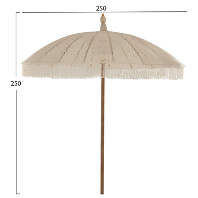 Çadër macramé teak & bambu off-white Φ250 cm (HM6036.01), bardhë
