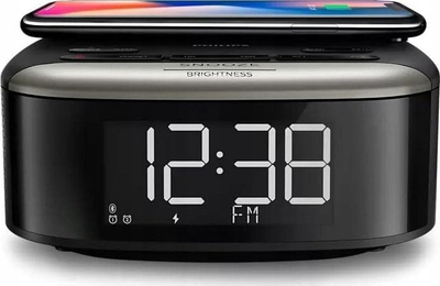 Radio me alarm Philips TAR7606/10, FM dixhitale, Bluetooth, karikim wireless Qi, e zezë