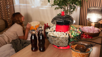 Makineri kokoshkash Cecotec Fun&Taste PCorn Lotus, ajër i nxehtë, 1200W, e kuqe