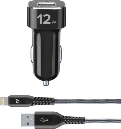 Karikues makine Cellularline Extreme Car Charger Kit, 12W, USB, ngjyrë e zezë
