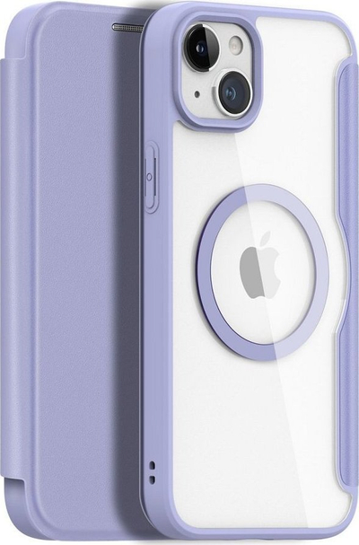 Këllëf telefoni DUXDUCIS Skin X Pro MagSafe për iPhone 15 Plus, lëkurë eko, me kapak, lejla