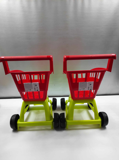 Karrocë lodër supermarket Ecoiffier Empty, plastike, me 4 rrota, e kuqe jeshile