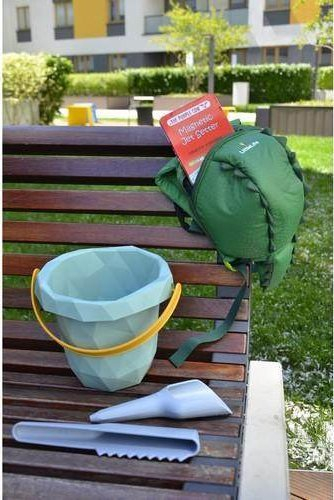 Çantë shpine për kalamaj Little Dutch Toddler Backpack, me rrip sigurie, nga materiale të ricikluara, blu