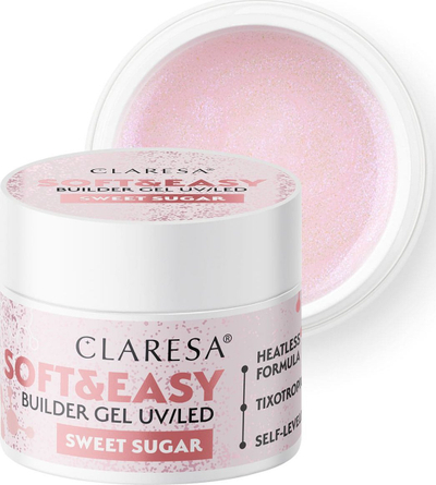 Xhel ndërtues për thonj Activeshop Claresa Soft&amp;Easy Sweet Sugar, 12g, rozë e çelët