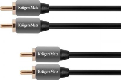 Kabllo audio Kruger&amp;Matz KM0305, RCA x2 në RCA x2, 1.8m, gri