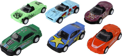 Set veturash Leantoys, 6 copë, 1:64, friction drive
