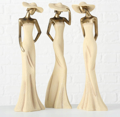 Figurë dekorative Boltze Woman In A Hat, polyresin, 50cm, e artë antike