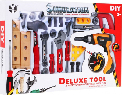 Set veglash lojë Tool Set Handyman, 26 elemente, kaçavidë elektrike, shumëngjyrësh