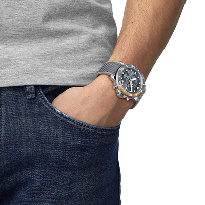 Orë dore për meshkuj Tissot Seastar 1000 Chronograph T120.417.17.081.0, e hirtë