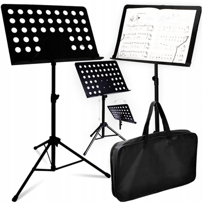 Prapanicë muzike SUPRIMO D5, e rregullueshme, me çantë transporti, e zezë