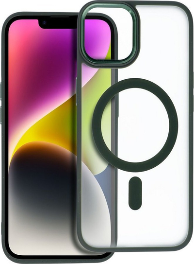 Mbulesë silikoni MagSafe për iPhone 14, transparente, jeshile e errët