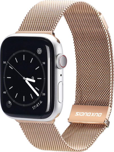 Rrip ore Apple Watch Dux Ducis Milanese, 42 44 45 mm, me magnet, gold rozë