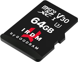 Kartë memorie microSD Goodram IRDM M3AA, 64GB, UHS I U3 V30, e zezë