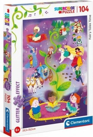 Puzzle Clementoni Fairy Tales Time, 104 copa, me shkëlqim, shumëngjyrësh