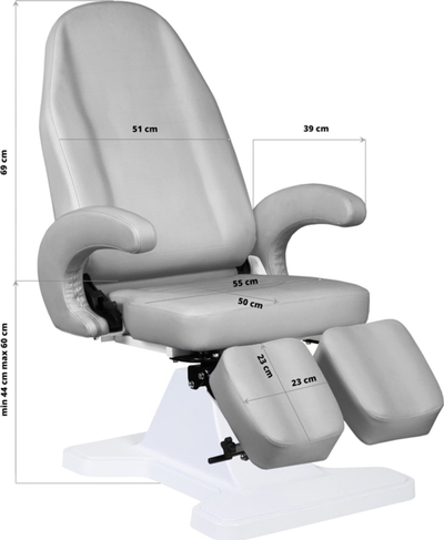 Karrige hidraulike podiatrie Beauty System 112, lëkurë eko, gri