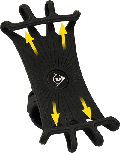 Mbajtëse telefoni për biçikletë Dunlop Silicone, rrotullim 360°, 4–6", e zezë