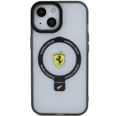 Mbulesë telefoni Ferrari Scuderia, iPhone 15 6.1", MagSafe, me unazë, e zezë