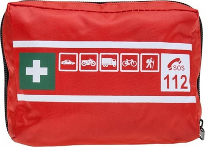 Set i ndihmës së parë për veturë Car First Aid Kit, me pajisje bazike, i kuq