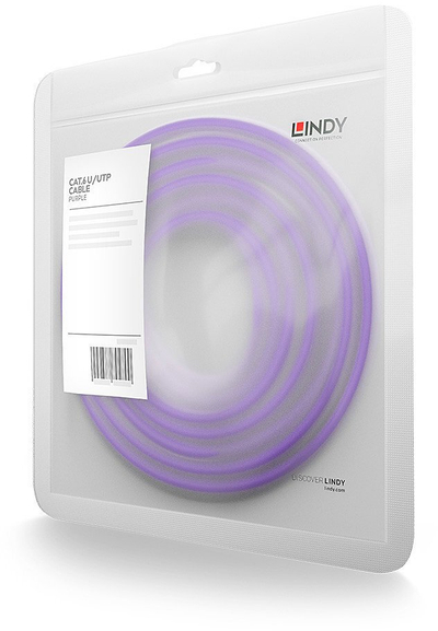 Kabllo rrjeti LINDY 48129 RJ45 CAT 6 U UTP, 20m, vjollcë