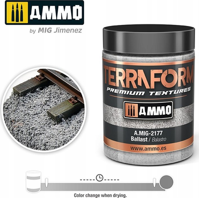 Pastë akrilike Ammo Terraform Premium Textures Ballast 2177, 100 ml, gri