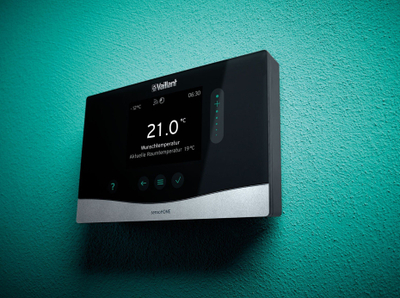 Termostat wireless Vaillant VRT 380f sensoHOME, ekran 3.5", kontroll përmes aplikacionit, i zi