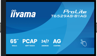 Интерактивен монитор Iiyama T6529AS-B1AG, 65\", 4K Ultra HD, на допир, црн