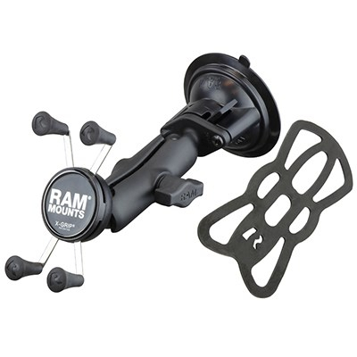 Mbajtëse telefoni Ram Twist Lock Suction Cup X-Grip, universale, për makinë, e zezë