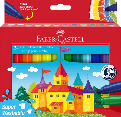 Markera Jumbo Faber-Castell 154324, set me 24 copë, shumëngjyrësh, super të lareshëm