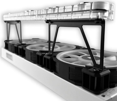 Distroplate uji Stealkey CubeTube 360 mm, 12 porta G1/4", akrilik transparent
