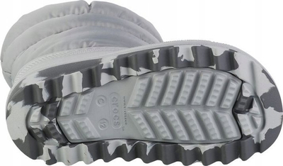 Çizme bore fëmijësh Crocs Classic Neo Puff Boot Jr 207684-007, slip-on, me shputë antirrëshqitëse, gri
