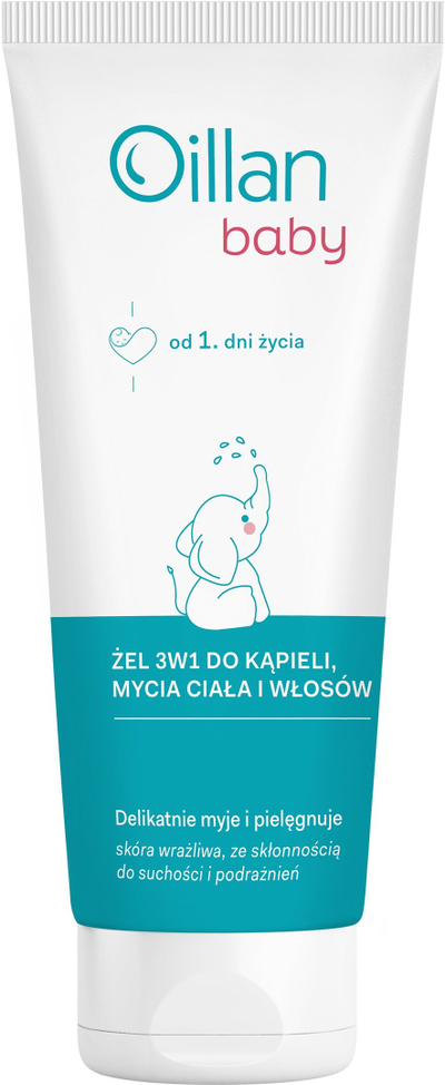Xhel 3-në-1 për bebe Oillan Baby, për trup edhe flokë, 100 ml