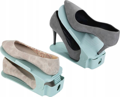 Mbajtëse këpucësh WENKO Shoe Stacker, set me 8 copë, i rregullueshëm në lartësi, jeshile pastel
