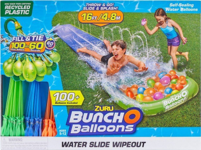 Rrëshqitëse uji Zuru Bunch O Balloons Water Slide, 1 pistë, 4.8m, me 3 sete tullumbace uji