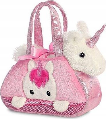 Set lodër Aurora World Fancy Pal Peekaboo Unicorn 32795, pelush njëbrirësh, çantë rozë shkëlqyese