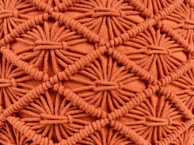 Puf pambuku BERKANE, macrame, rrumbullak, portokalli