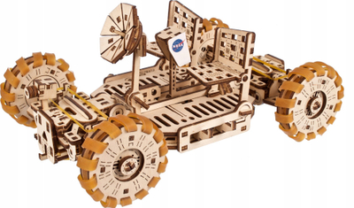 Puzzle 3D druri Lunar Rover, model mekanik, ngjyrë natyrale druri