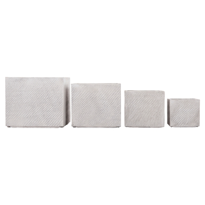 Set vazo katrore Gardener HM4730, 4 copë, FiberClay, gri çimento