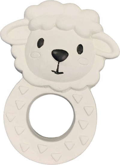Unazë për dhëmbë SES Creative Sam Sheep, gome natyrale, pa toksina, e bardhë