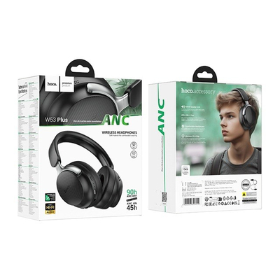 Безжични слушалки Hoco W53 Plus, Bluetooth ANC, 90h, црни