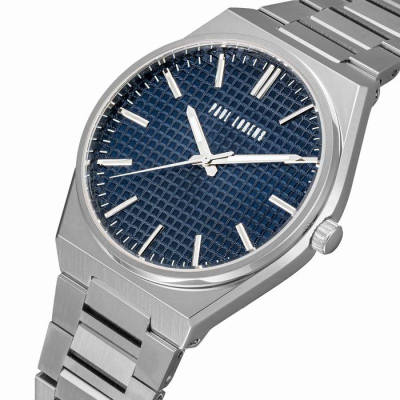 Ora burrash Paul Lorens PL20013B-6C1, çelik inox, sfon blu