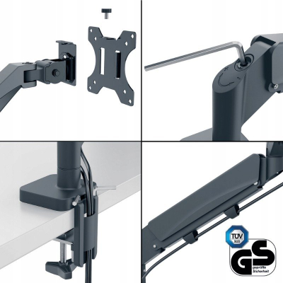 Krah monitori Leitz Ergo Space Saving, për dy monitorë, ergonomik, ngjyrë e zezë