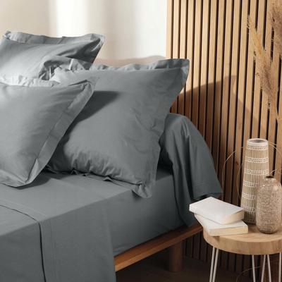 Çarçaf fitted Douceur d'intérieur, 90x190 cm, pambuk organik, gri